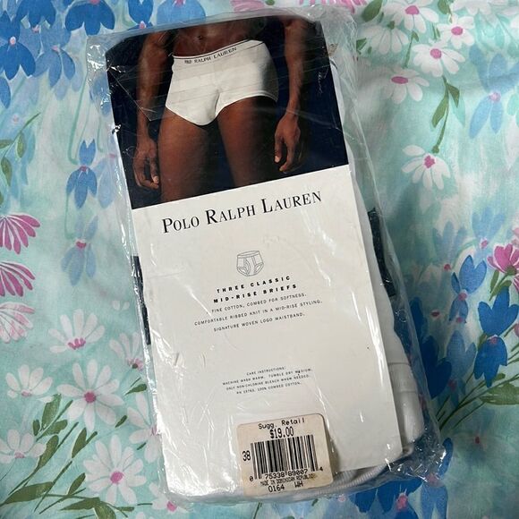 Polo Ralph Lauren Classic Mid Rise Brief 3 Pack White *SLIGHTLY IMPERFECT* - Picture 1 of 5